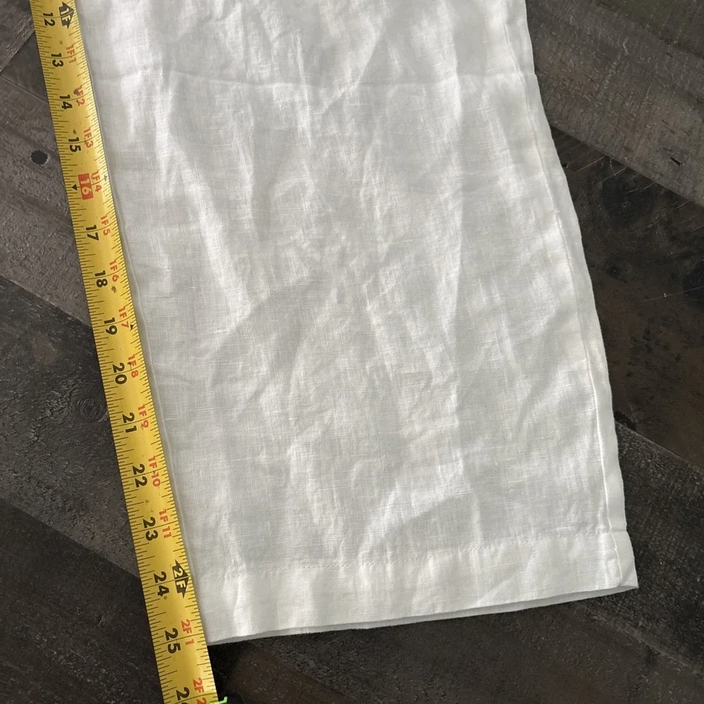 NEW Quince 100% European Linen Pants White L Elastic Waist Womens pull on